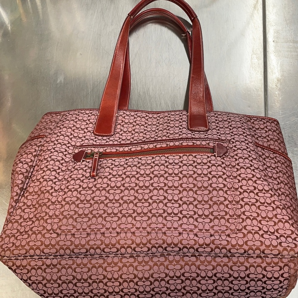 Coach burgundy signature tote